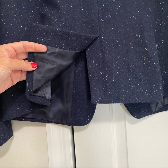 Loft Navy Confetti Wool Blend Single Button Ladies Blazer Size 14 - Picture 7 of 11